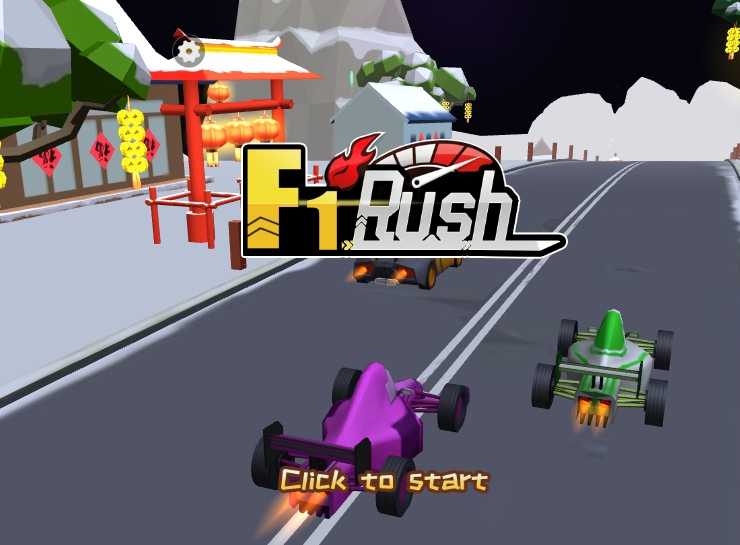 F1 Rush gameplay screenshot with cockpit controls